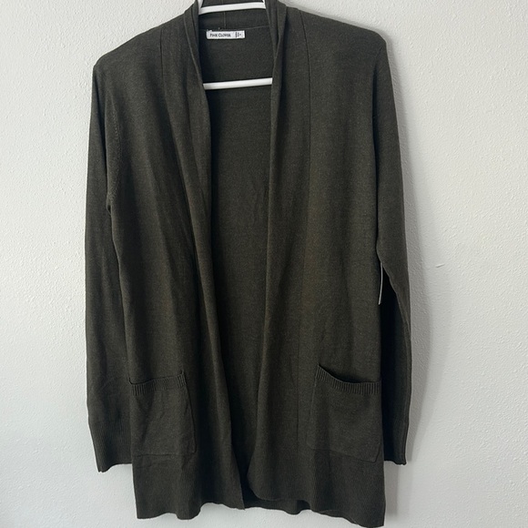 Dark Olive Open Front Cardigan - Picture 4 of 7